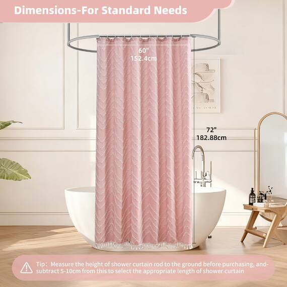 Siiluminisoy Duschvorhang im Boho-Stil, weiß, Quaste, gewebter Stoff, niedlicher Duschvorhang, 60 x 72 cm, modern, Bauernhaus, strukturiert, getuftet, Chevron, gestreift, minimalistisch, für