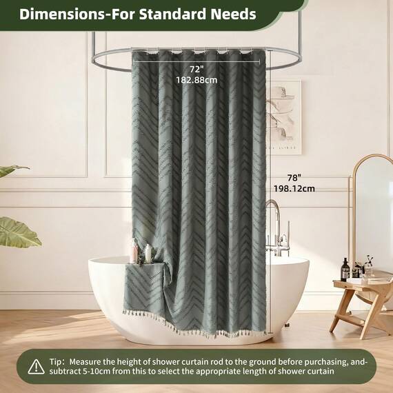 Siiluminisoy Extra lange Duschvorhänge 183 x 198 cm Getuftet Chevron Hellgrau Duschvorhänge Stoff für Badezimmer Modern Shabby Chic Wasserdicht Stoff Duschvorhang