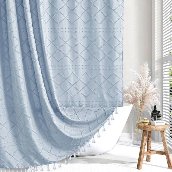 Siiluminisoy Duschvorhang im Boho-Stil, getuftet, extra lang, Chevron, strukturiert, gestreift, modern, Bauernhaus, minimalistischer Stoff, Duschvorhang für Badezimmer, 182,8 x 213,6 cm (72 x 84 Zoll