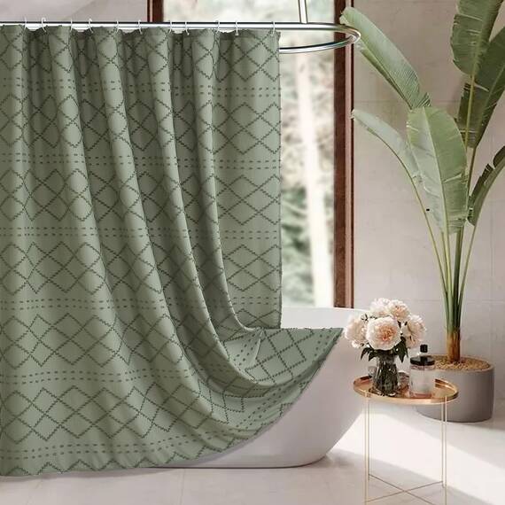 Siiluminisoy Extra Langer Boho-Duschvorhang, gewebter Stoff, niedlich, 244 cm, getuftet, Chevron, strukturiert, gestreift, modern, Bauernhaus, minimalistischer Stoff, Duschvorhang für Badezimmer