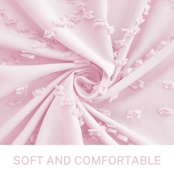 Siiluminisoy Boho Duschvorhang Rosa Gewebter Stoff Süßer Duschvorhang, 183 x 183 cm (72 x 72 Zoll) Gesteppter Chevron Texturierter Gestreifter Moderner Bauernhaus Minimalistischer Stoff Duschvorhang