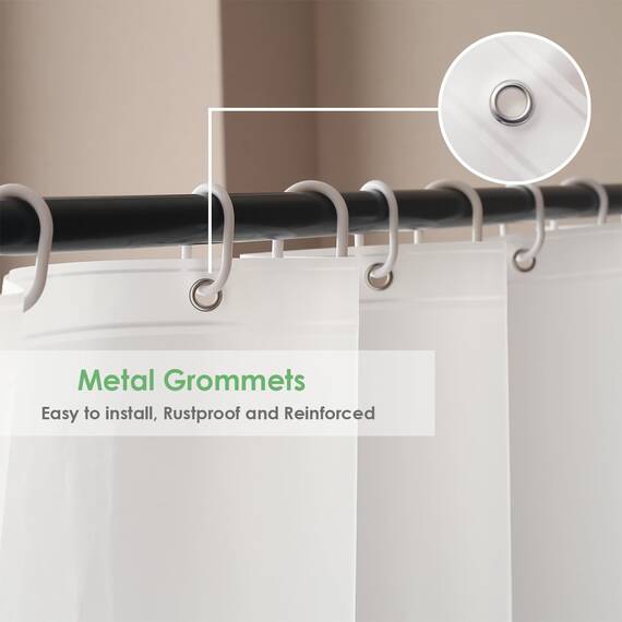 WellColor Kurzer Duschvorhang, 122 cm lang, für begehbare Badewanne, robuster weißer Kunststoff, wasserdichte Badezimmervorhänge für Fenster, Premium-Peva-Duscheinlagen, 183 x 121 cm