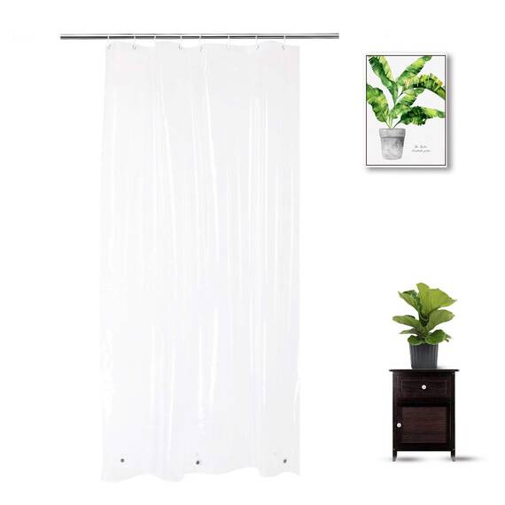 WellColor Duschvorhang, 121,9 x 182,9 cm, PEVA-beschwerter Stall, transparenter Duscheinsatz mit 3 Magneten und 8 Kunststoffhaken, 100 % wasserdicht