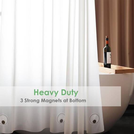 WellColor Kurzer Duschvorhang, 122 cm lang, für begehbare Badewanne, robuster weißer Kunststoff, wasserdichte Badezimmervorhänge für Fenster, Premium-Peva-Duscheinlagen, 183 x 121 cm