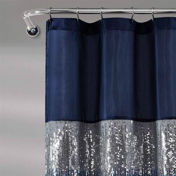 Lush Decor Duschvorhang, glitzernder Farbblock, Pailletten-Design, Moderne glamouröse Badezimmer-Dekoration (Nachthimmel, 182,9 x 182,9 cm)