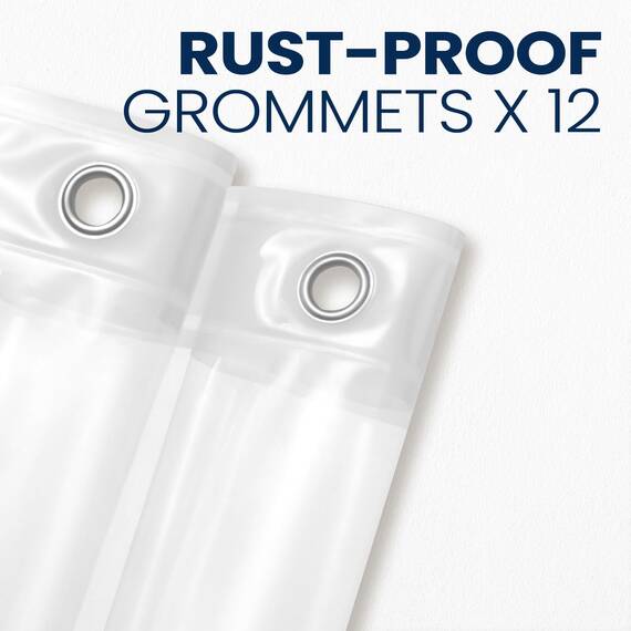 downluxe Duschvorhang-Einsatz – PEVA, 8 Gauge, leicht, wasserdicht, geruchlos, mit rostbeständigen Ösen, Löchern farblos