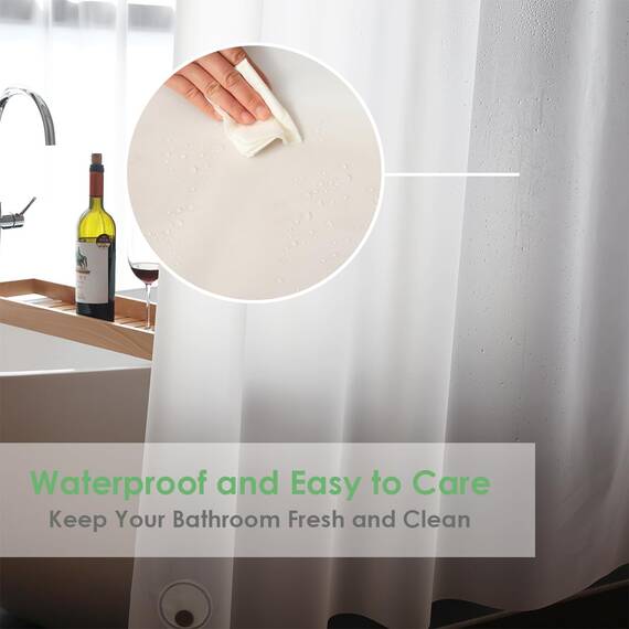 WellColor Kurzer Duschvorhang, 122 cm lang, für begehbare Badewanne, robuster weißer Kunststoff, wasserdichte Badezimmervorhänge für Fenster, Premium-Peva-Duscheinlagen, 183 x 121 cm