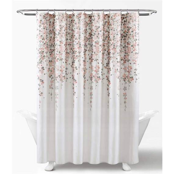 Lush Decor Duschvorhang mit weinenden Blumen, Rouge und Grau