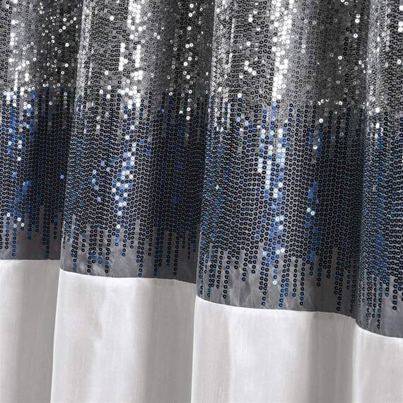 Lush Decor Duschvorhang, glitzernder Farbblock, Pailletten-Design, Moderne glamouröse Badezimmer-Dekoration (Nachthimmel, 182,9 x 182,9 cm)