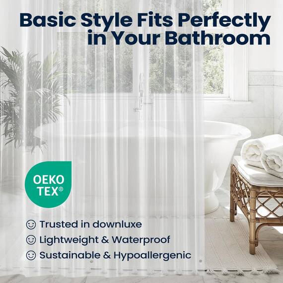 downluxe Set mit 3 transparenten Duschvorhangeinlagen, 72 x 72 cm, PEVA, 3 Gauge, leicht, wasserdicht, geruchlos, mit rostfreien Ösen