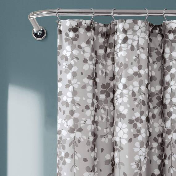 Lush Decor Duschvorhang mit Blumenmotiv, 183 x 183 cm, Grau