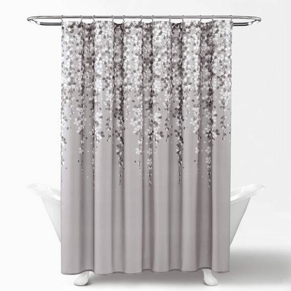 Lush Decor Duschvorhang mit Blumenmotiv, 183 x 183 cm, Grau