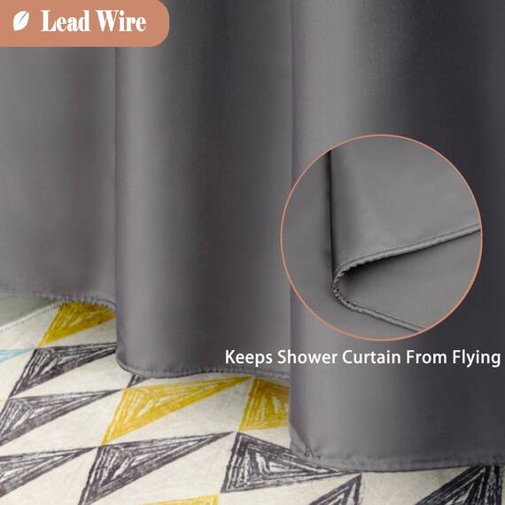 UFRIDAY Duschvorhang, extra lang, 183 x 198 cm, Polyester, Dunkelgrau