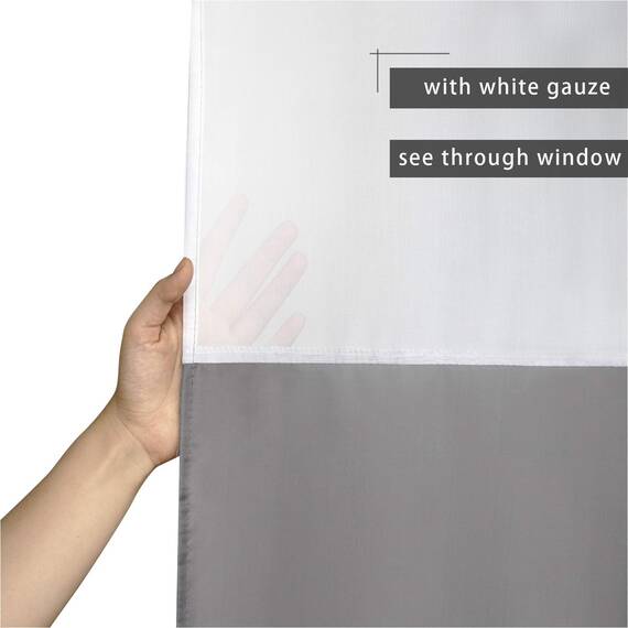 UFRIDAY XLong Duschvorhang, 243,8 cm, hellgrau und weiß, Stoff-Duschvorhang für Badezimmer mit Netzfenster, beschwerter Saum, maschinenwaschbar, extra lang, 183,8 x 244,8 cm