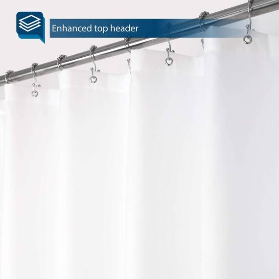 Barossa Design Waterproof Fabric Shower Stall Curtain Liner 54" W x 78" H - Hotel Quality, Machine Washable, White Shower Liner for Bath Tub, 54x78