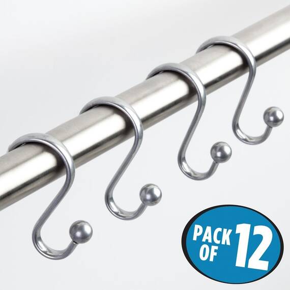 iDesign Axis Dekorative Duschvorhanghaken aus Stahl, 7,4 x 1,3 x 5,4 cm, silberfarben, 12 Stück