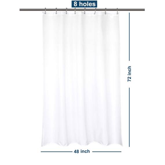 Barossa Design Duschvorhang, wasserdicht, Mikrofaser, 121,9 x 182,9 cm (B x H), Hotelqualität, maschinenwaschbar, weiße Duscheinlage für Badewanne, 122 x 183 cm
