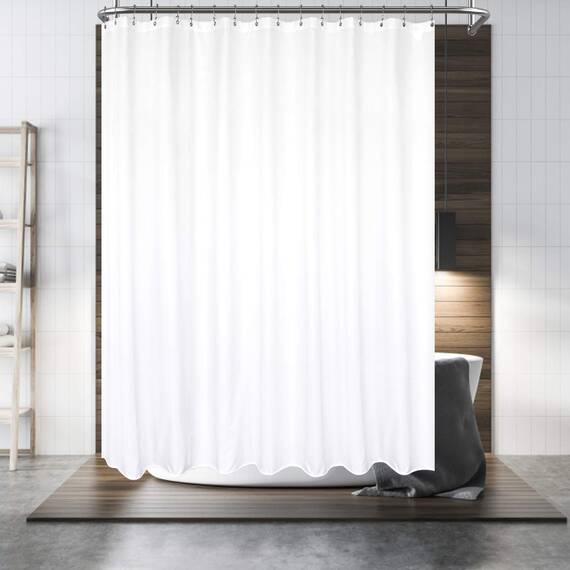 Barossa Design Waterproof Extra Wide Fabric Shower Curtain Liner 108" W x 72" H - Hotel Quality, Machine Washable, White Shower Liner for Bath Tub, 108x72