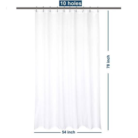 Barossa Design Waterproof Fabric Shower Stall Curtain Liner 54" W x 78" H - Hotel Quality, Machine Washable, White Shower Liner for Bath Tub, 54x78