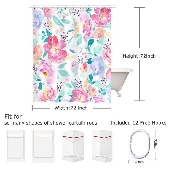 Stacy Fay Duschvorhang, Blumendesign, Aquarell 70.8x70.8 Inch Flower25
