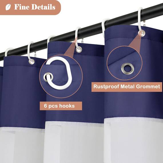 UFRIDAY Hellblauer Stall-Duschvorhang, 91,4 x 183,9 cm, Stoff-Duschvorhang mit Fenstereinlage, maschinenwaschbar, wasserabweisend