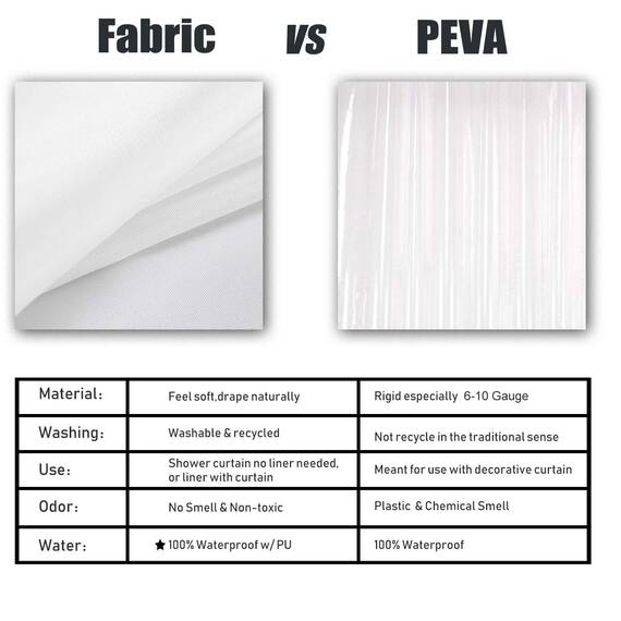 Barossa Design Waterproof Fabric Shower Stall Curtain Liner 54" W x 78" H - Hotel Quality, Machine Washable, White Shower Liner for Bath Tub, 54x78