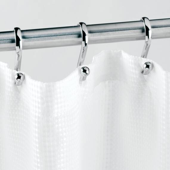 iDesign Axis Duschvorhang Haken, Duschhaken aus rostfreiem Metall, 12er-Set Vorhanghaken, silberfarben