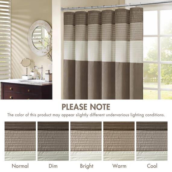Madison Park Amherst Badezimmer-Duschvorhang, Kunstseide, gestreift, modern, Mikrofaser, 183 x 183 cm, Natur