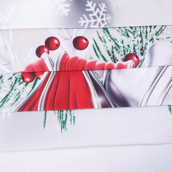 RosieLily Weihnachts-Duschvorhänge für Badezimmer, Weihnachten, Duschvorhänge, roter Weihnachtsstoff, Badezimmer-Set mit Haken, rote silberne Kugeln, Frohe Weihnachten, Urlaub, 182.9 cm Bx182.9 cm H