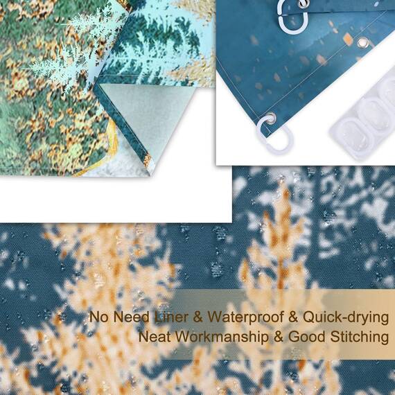 RosieLily Mountain Shower Curtain, Forest Shower Curtain, Starry Night Shower Curtain Hooks, Moon Nature Landschaft Shower Curtains for Bathroom, 183 Wx183 H Inch
