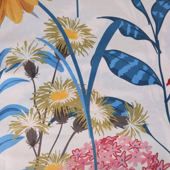 RosieLily Duschvorhang-Set mit 12 Haken, bunte Blumen und Blätter, Duschvorhang, Baddekoration, wasserdichter Stoff, Badezimmer-Vorhang, 183 cm B x 183 cm H