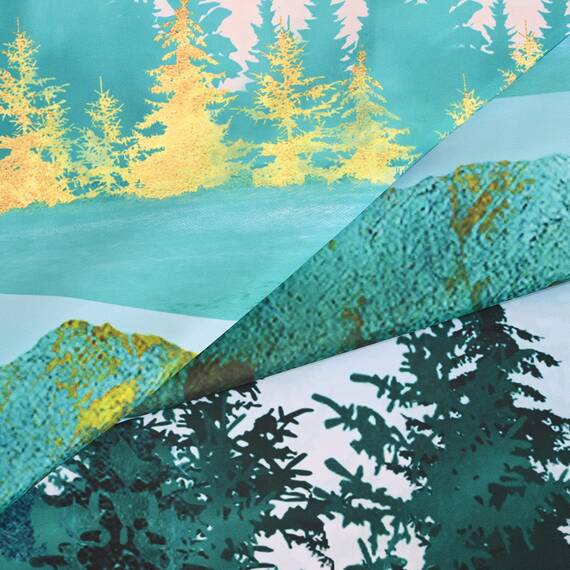 RosieLily Duschvorhänge, Motiv: Berg, Wald, warme Sonne, kühle Kunst, Mond, Naturlandschaft, Designs für Badezimmer, 183 x 183 cm (B x H)