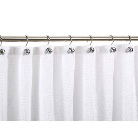 Chictie Silberne Duschvorhang-Haken – ölgeriebene Chrom-Dekorative Duschvorhangringe, Set mit 12 glitzernden Metall-Ringen, rostfrei, Duschbügel für Badezimmer, Vorhänge, Stangen, hohles Kugel-Design