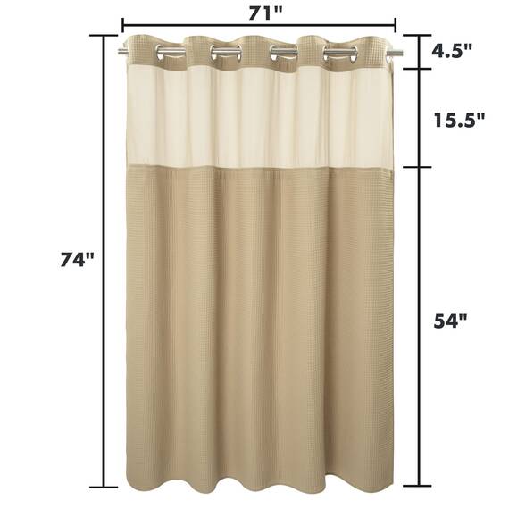 River Dream Duschvorhang-Set aus Leinenstoff, Baumwollmischgewebe, Waffelgewebe, mit Snap-in-Ersatzfutter, 180,3 x 188 cm