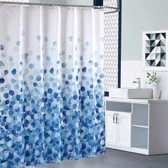 ARICHOMY Duschvorhang, Polyester, Bauernhaus-Duschvorhang-Set, Badezimmerstoff, Herbstvorhänge, wasserdicht, bunt, lustig, mit Standardgröße 72 x 72 cm (blau)