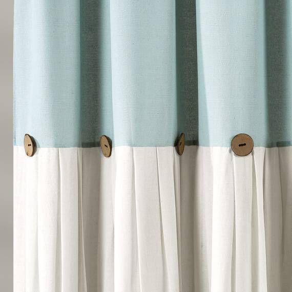 Lush Decor Duschvorhang aus Leinen, 182,9 x 182,9 cm (B x L), Blau und gebrochenes Weiß – Blauer Duschvorhang, Badezimmervorhang, Bauernhaus-Badezimmer-Dekor