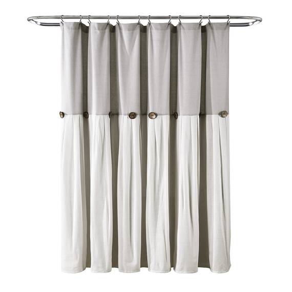 Lush Decor Duschvorhang aus Leinen, 183 x 183 cm, Grau und Weiß