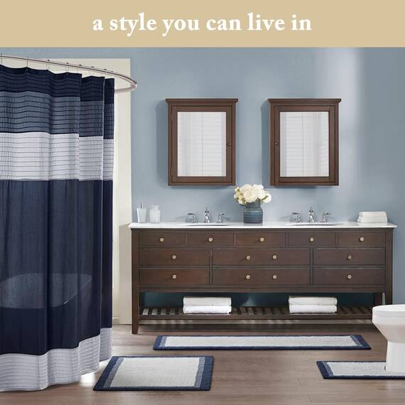 Madison Park Amherst Badezimmer-Duschvorhang, Kunstseide, gestreift, modern, Mikrofaser, 183 x 183 cm, Gelb