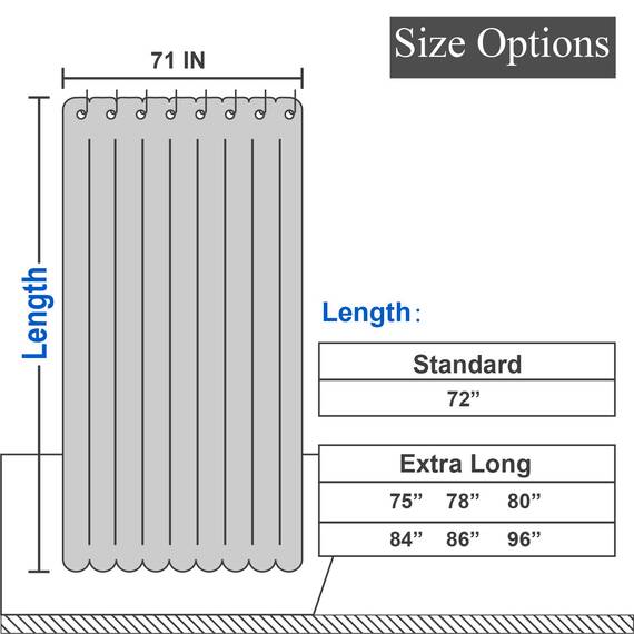 Extra langer Duschvorhang mit 213,4 cm Höhe, Stoff, Waffelgewebe, Hotel-Luxus-Spa, wasserabweisend, maschinenwaschbar, 230 g/m², strapazierfähig, weißes Piqué-Muster, dekorativer Badezimmervorhang