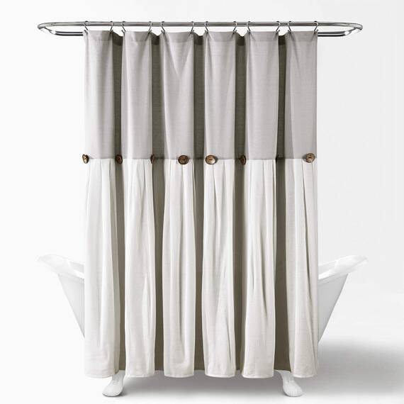 Lush Decor Duschvorhang aus Leinen, 183 x 183 cm, Grau und Weiß