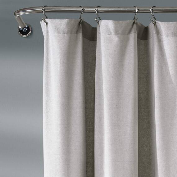 Lush Decor Duschvorhang aus Leinen, 183 x 183 cm, Grau und Weiß