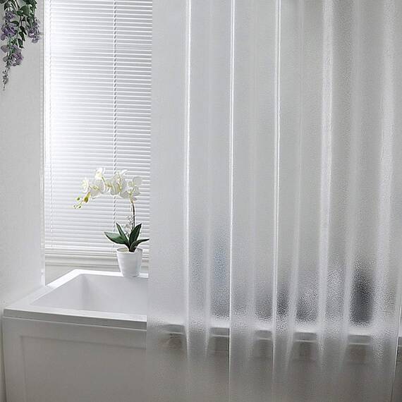 AooHome Extra langer Duschvorhang, 183 x 248 cm, Eva-Duschvorhang mit 5 Magneten an der Unterseite, wasserabweisend, halbtransparent