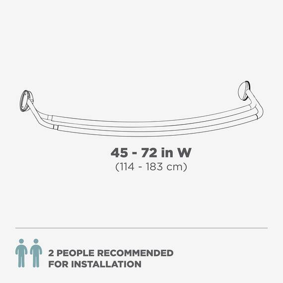 Zenna Home Aluminum Double Curved Rustproof Shower Rod NeverRust Duschvorhangstange, doppelt gebogen, rostfreie Duschstange, Aluminium, Bronze, 45 to 72 Inches