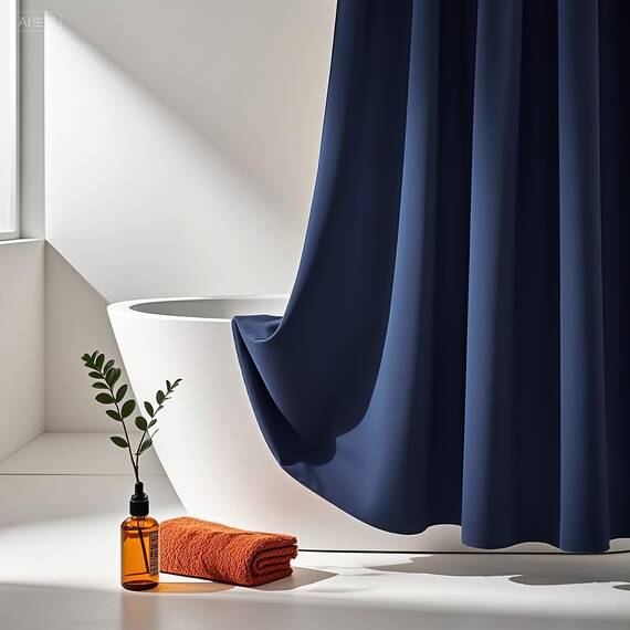 Aoohome Duschvorhang, aus Stoff 72"x84" marineblau
