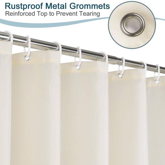 AooHome Hotel-Duschvorhang, Stoff, Beige, Standard-Duschvorhang mit Haken, beschwerter Saum, wasserabweisend, 183 x 183 cm