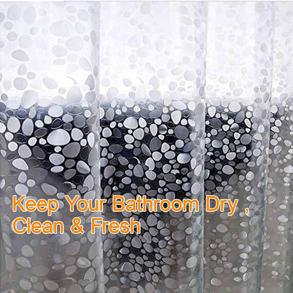 Bostofy EVA-3D-Duschvorhang, wasserdicht, transparent, extra lang, Badezimmer-Duscheinlage mit rostfreien Metallösen und beschwertem Magnet, 183 cm Breite x 213 cm Länge