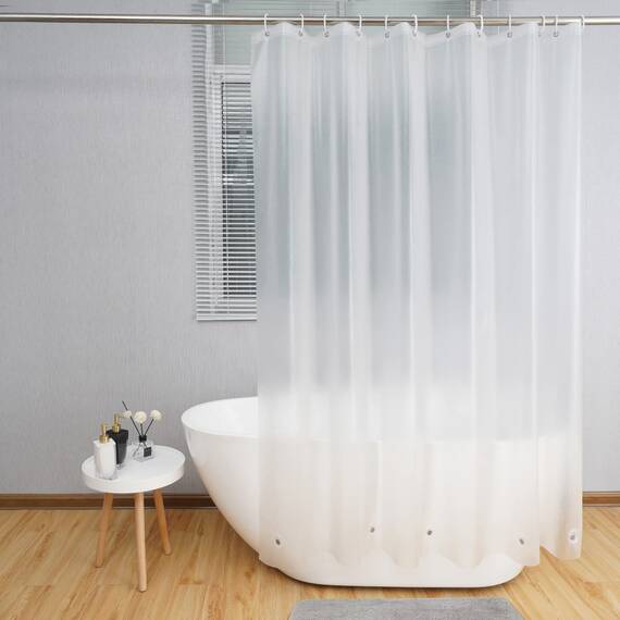 AooHome Extra langer Duschvorhang, 183 x 248 cm, Eva-Duschvorhang mit 5 Magneten an der Unterseite, wasserabweisend, halbtransparent