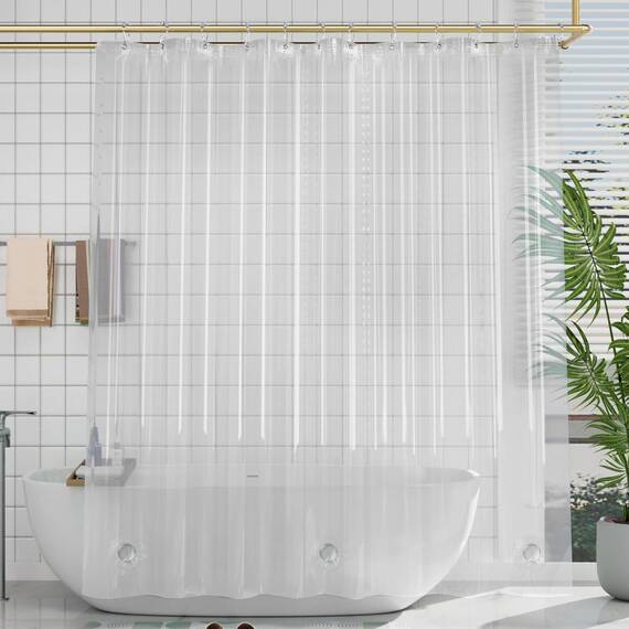 AmazerBath Stall Duschvorhang, begehbar, strapazierfähig, dickes PEVA, klein, mit 2 beschwerten Steinen und 6 Ösen