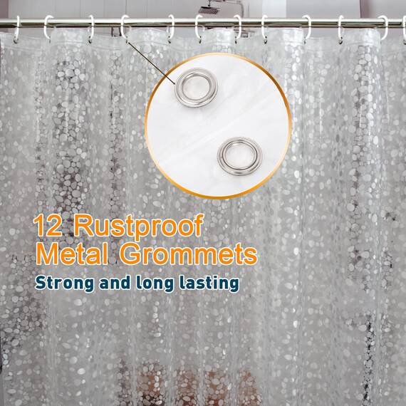 Bostofy EVA-3D-Duschvorhang, wasserdicht, transparent, extra lang, Badezimmer-Duscheinlage mit rostfreien Metallösen und beschwertem Magnet, 183 cm Breite x 213 cm Länge