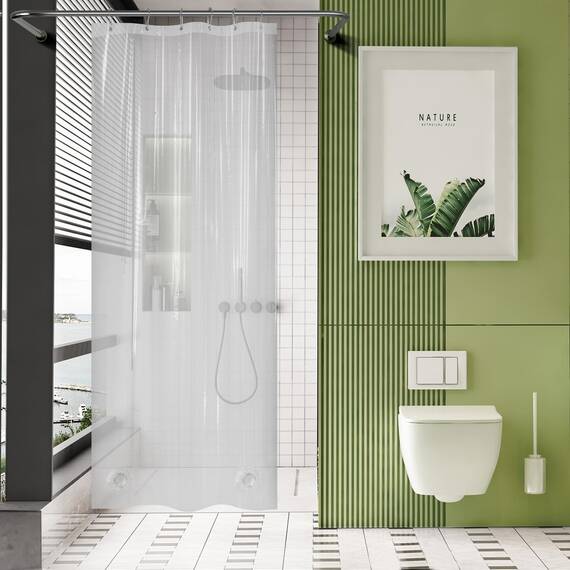AmazerBath Stall Duschvorhang, begehbar, strapazierfähig, dickes PEVA, klein, mit 2 beschwerten Steinen und 6 Ösen